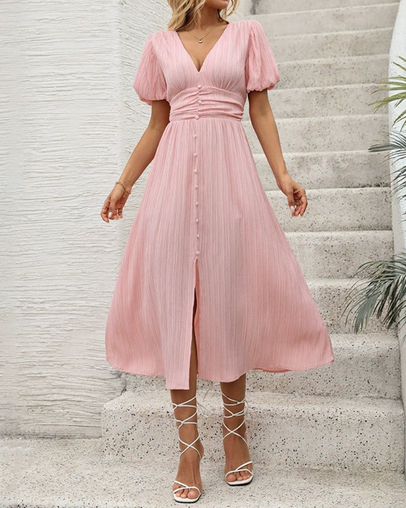 Robe femme rose poudré plissée