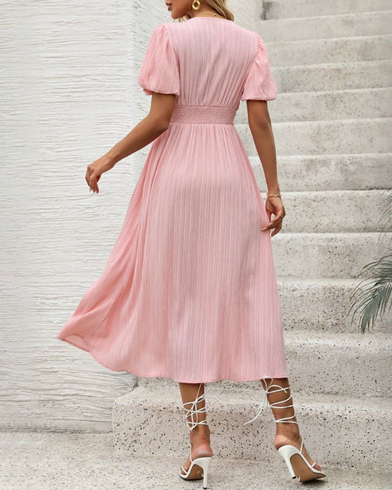 Robe femme rose poudré plissée