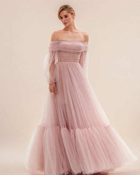 Robe longue rose poudré mariage