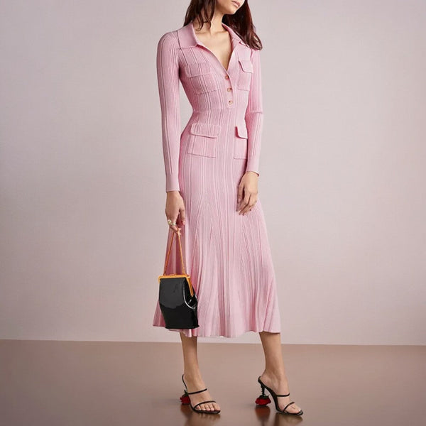 Robe pull rose poudre