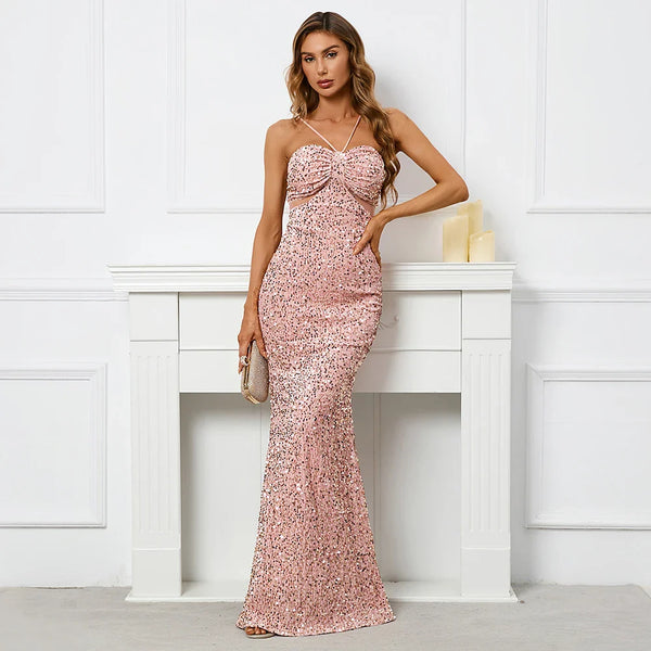 Robe rose poudré pailleté