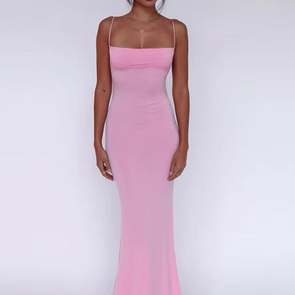 Robe moulante rose poudré