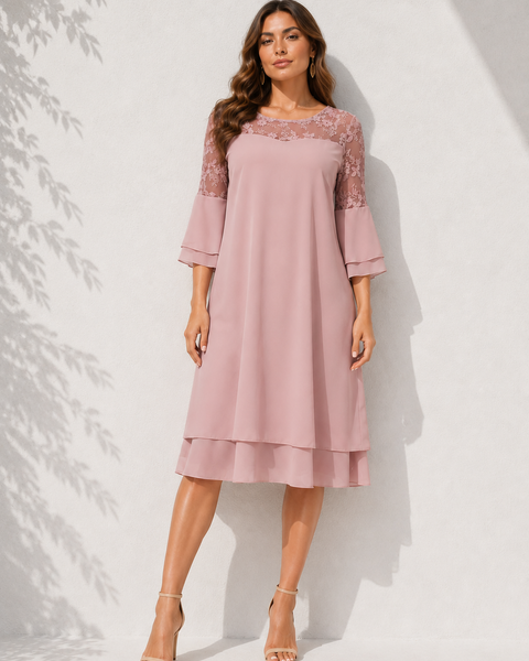 Robe trapèze rose poudré