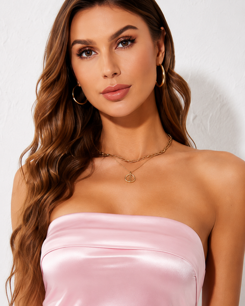 Robe printemps rose poudrée
