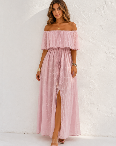 Robe bohème chic rose poudré