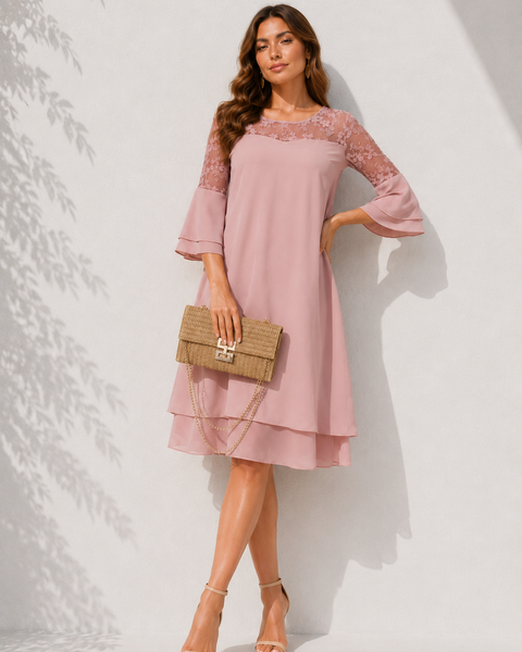 Robe trapèze rose poudré