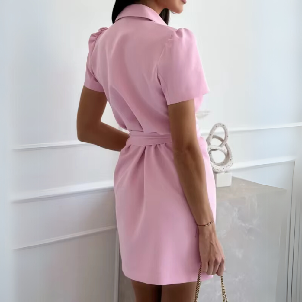 Robe tailleur courte glamour rose poudré