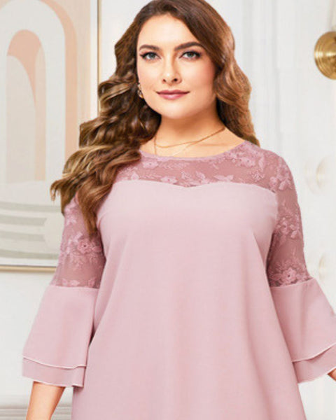 Robe trapèze rose poudré