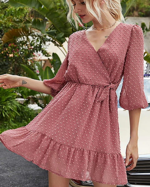 Robe Rose Poudré à Pois