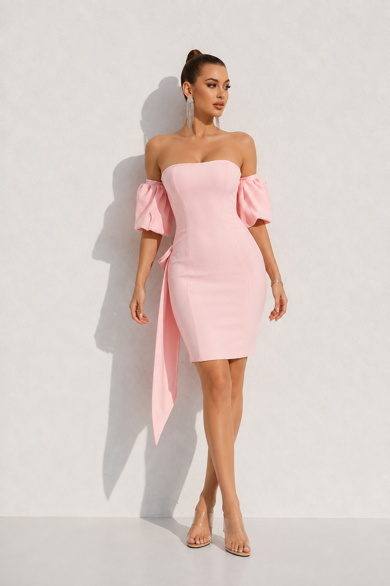 Robe rose poudré femme courte