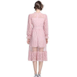 Robe cocktail rose poudré dentelle