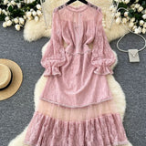 Robe cocktail rose poudre 