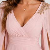 Robe Asymétrique Rose Poudré A Volant