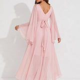 Robe Asymétrique Rose Poudré A Volant