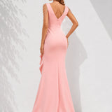 Robe cocktail rose poudré