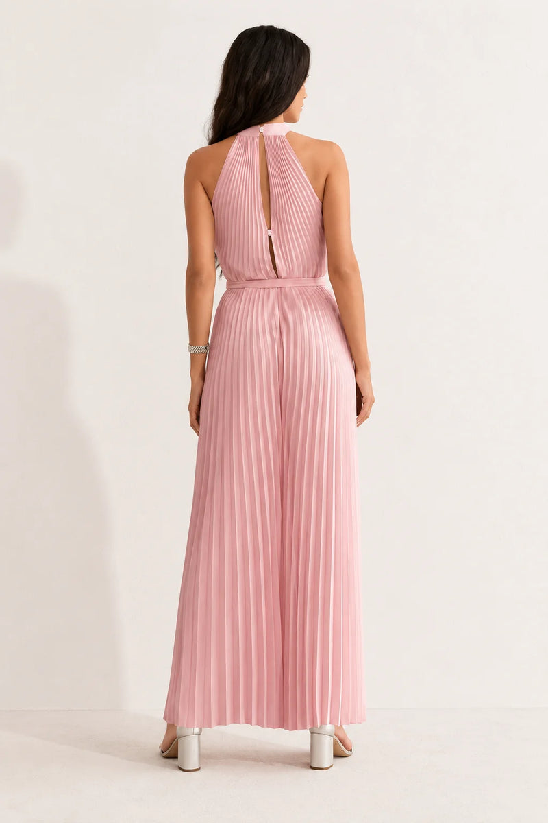Robe Cocktail Rose Poudré Combinaison Pantalon Femme