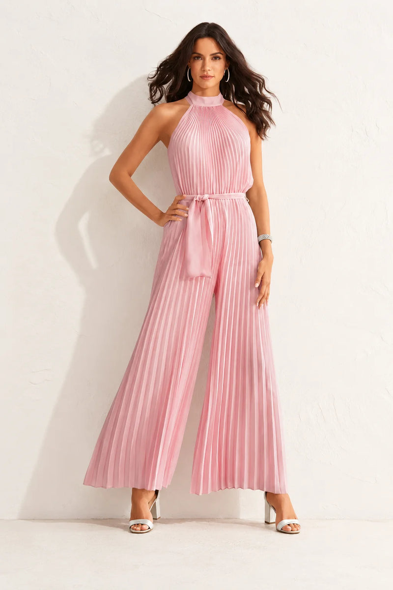Robe Cocktail Rose Poudré Combinaison Pantalon Femme
