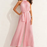 Robe Cocktail Rose Poudré Combinaison Pantalon Femme