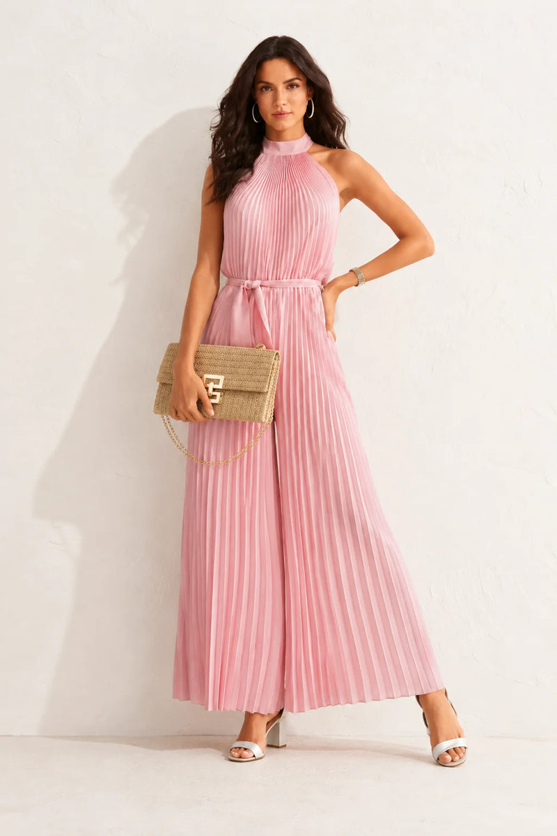 Robe Cocktail Rose Poudré Combinaison Pantalon Femme