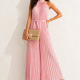 Robe Cocktail Rose Poudré Combinaison Pantalon Femme