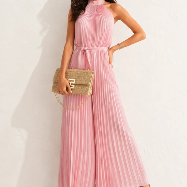 Robe Cocktail Rose Poudré Combinaison Pantalon Femme