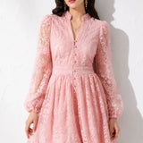 Robe Cocktail Rose Poudré Dentelle