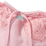 Robe Cocktail Rose Poudré Dentelle détails