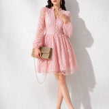 Robe Cocktail Rose Poudré Dentelle