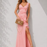 Robe cocktail rose poudré
