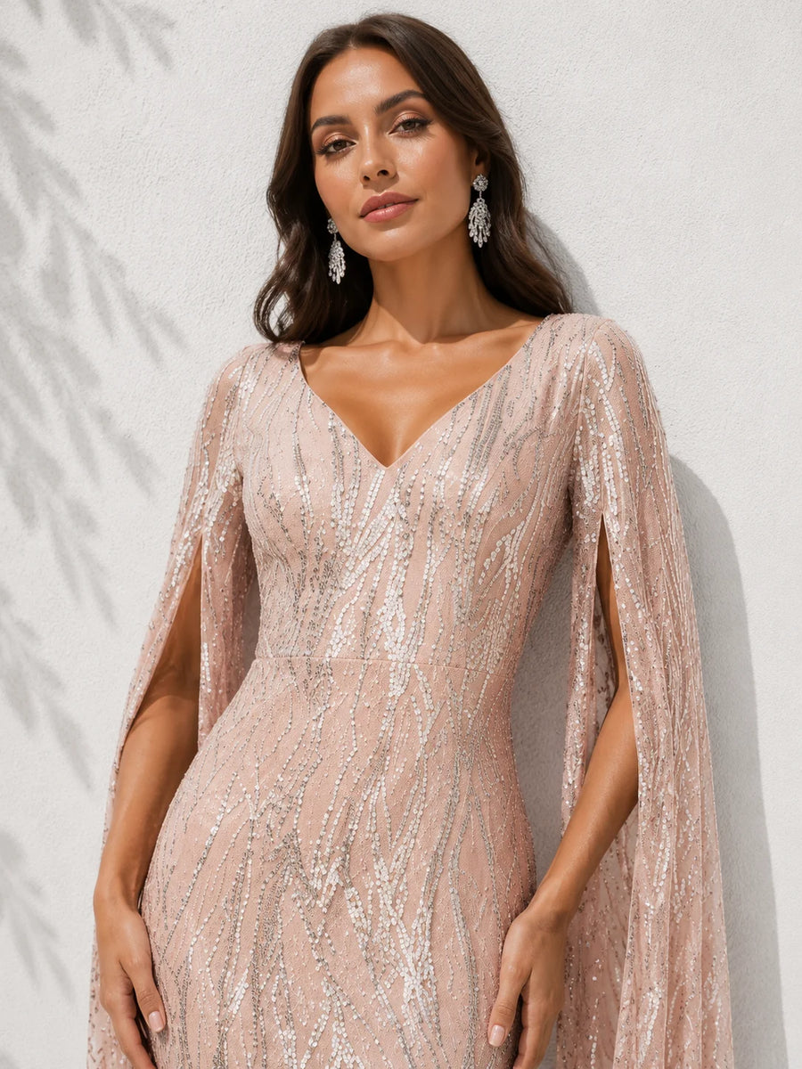 Robe de soirée rose poudré