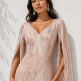 Robe de soirée rose poudré