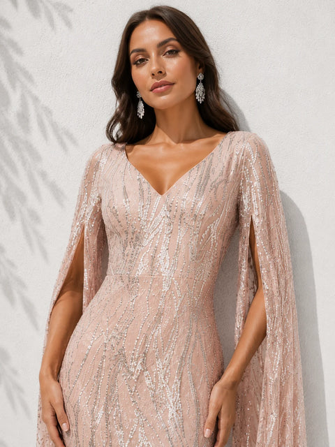 Robe de soirée rose poudré