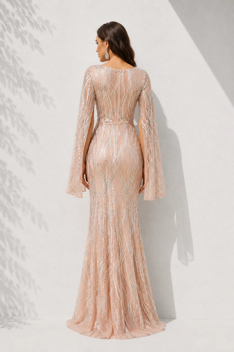 Robe de soirée rose poudré