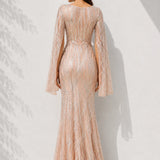 Robe de soirée rose poudré