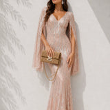 Robe de soirée rose poudré