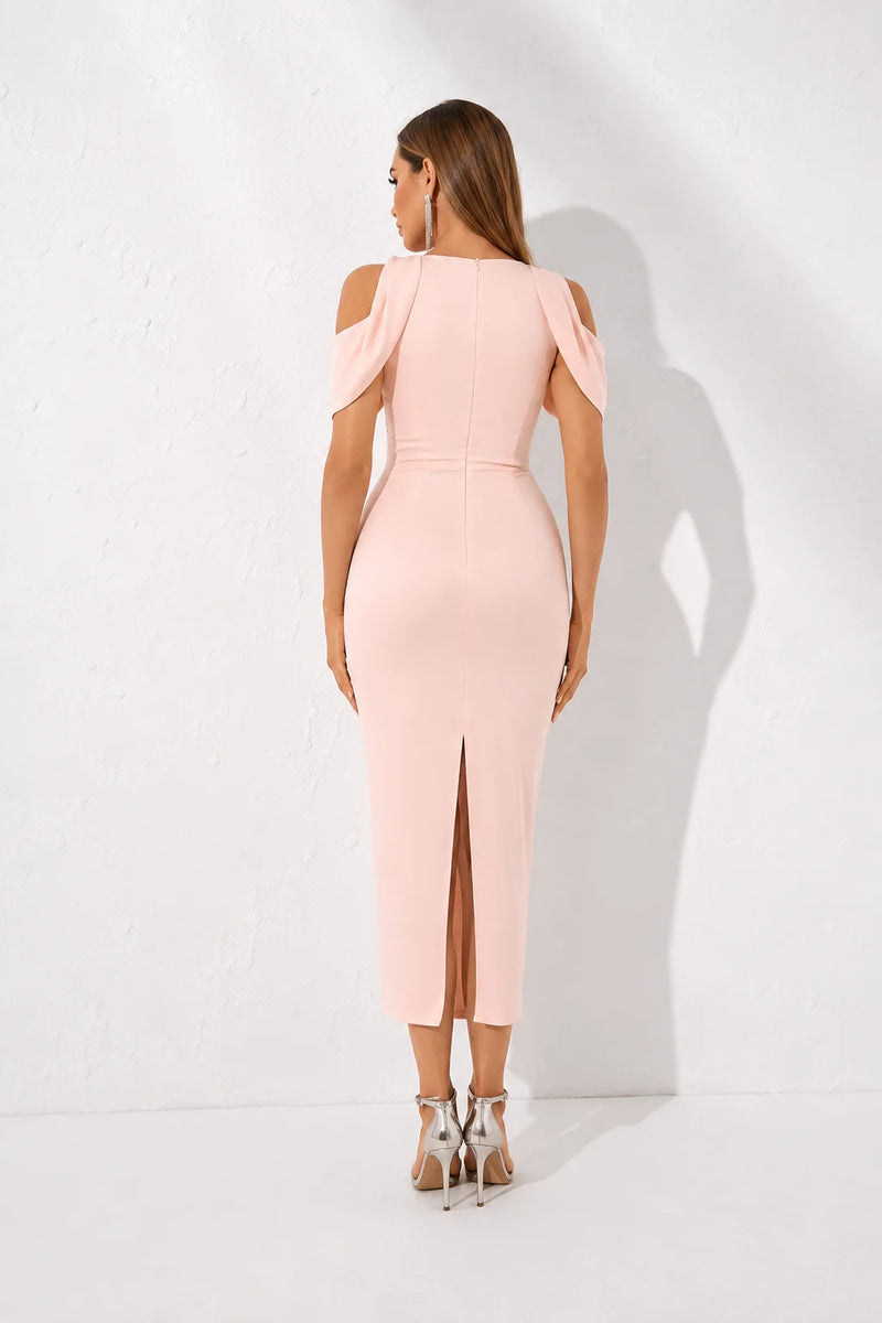 Robe droite rose poudré