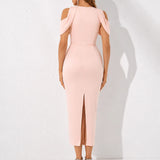 Robe droite rose poudré