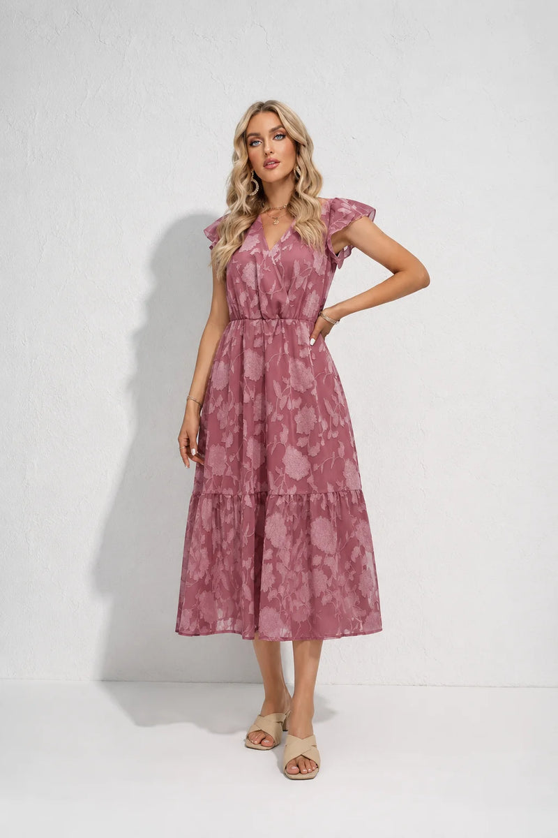 Robe fleurie rose poudré