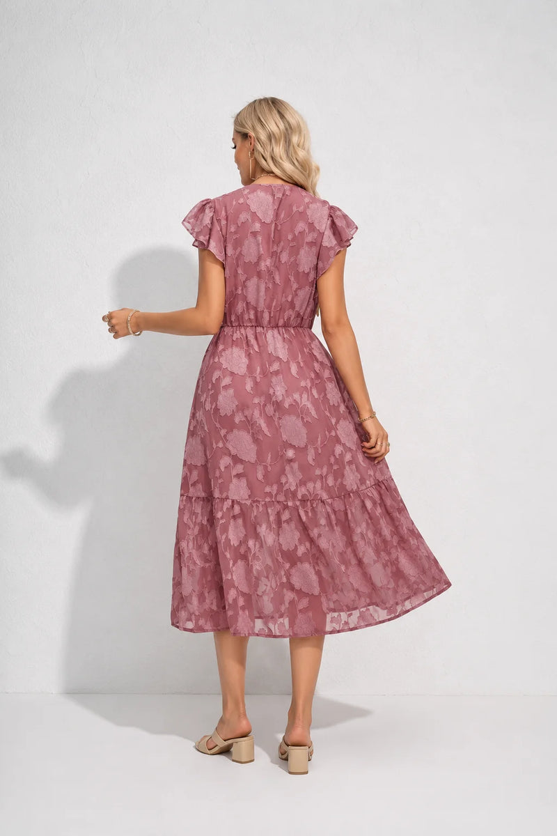 Robe fleurie rose poudré