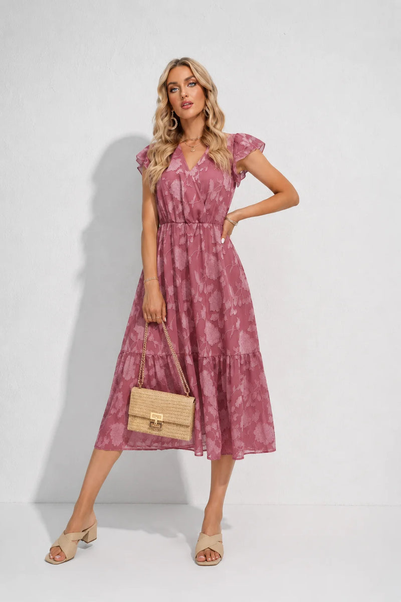 Robe fleurie rose poudré