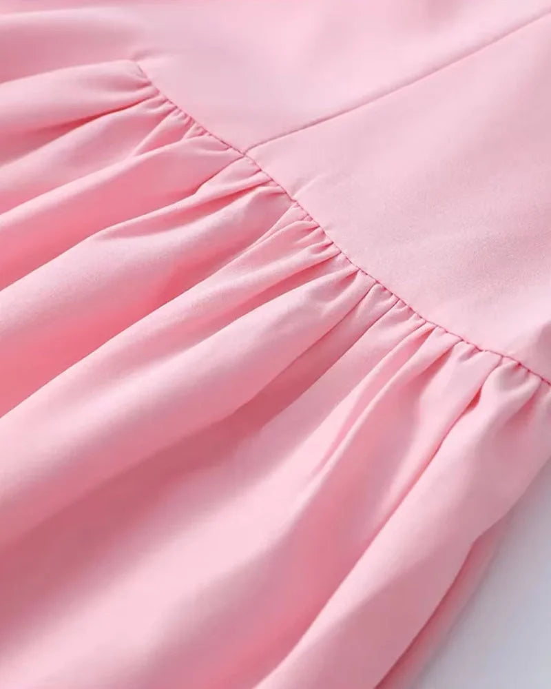 Robe Fluide Rose Poudrée Bretelle Spaghetti