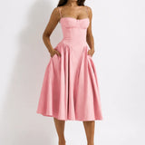 Robe Fluide Rose Poudrée Bretelle Spaghetti