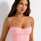 Robe Fluide Rose Poudrée Bretelle Spaghetti