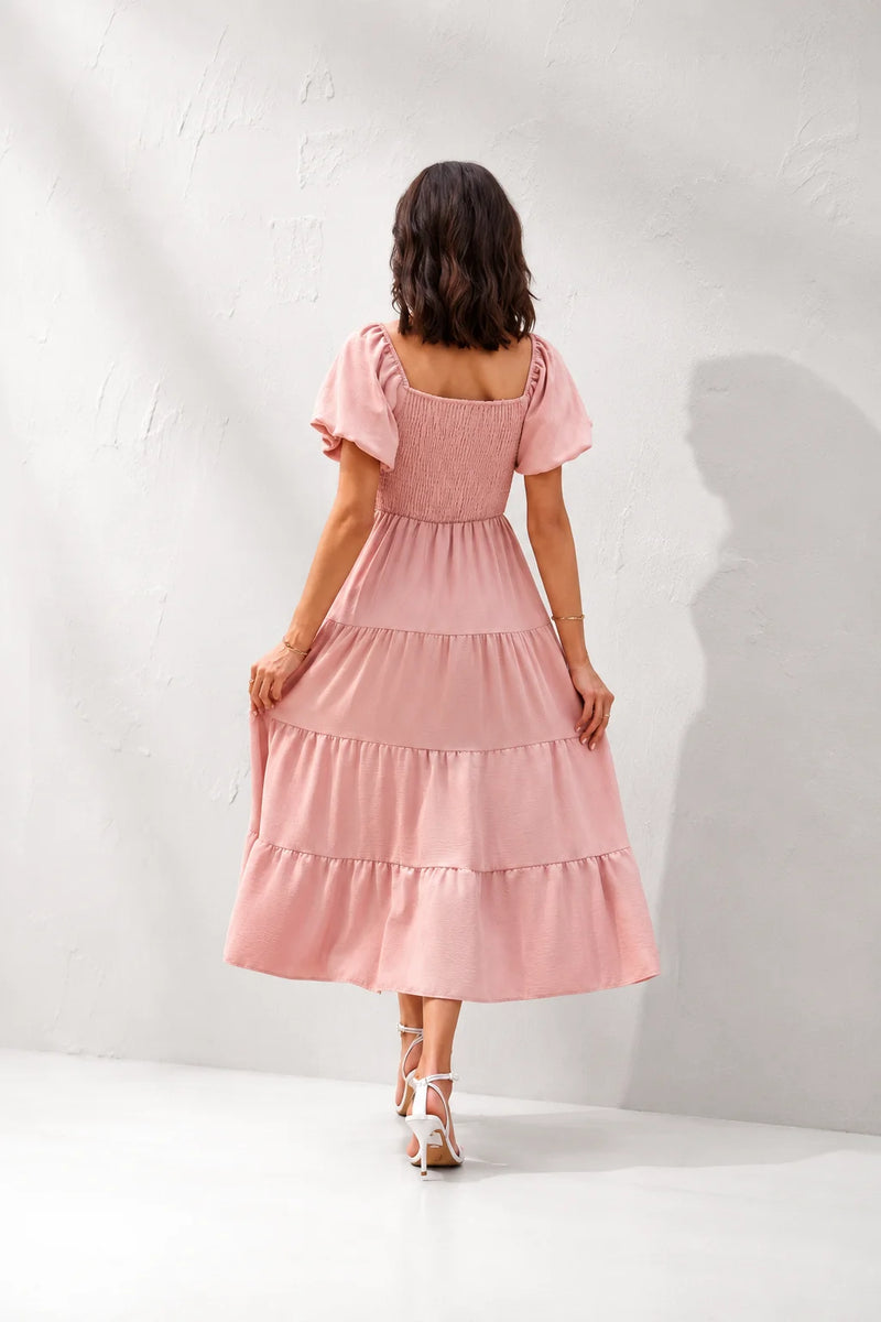 Robe Longue Rose Poudré Bohème