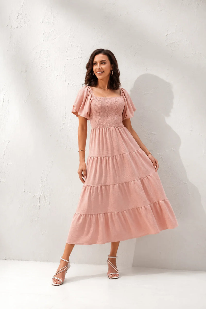 Robe Longue Rose Poudré Bohème