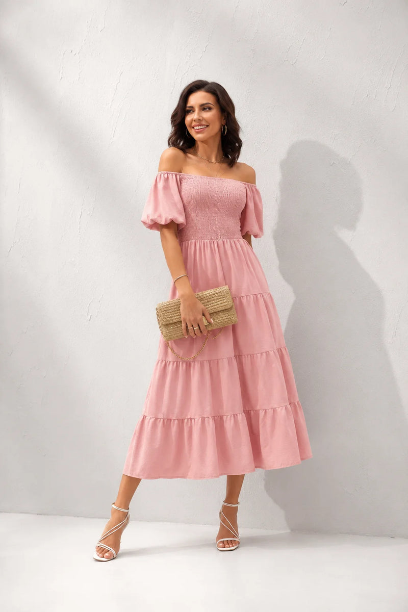 Robe Longue Rose Poudré Bohème