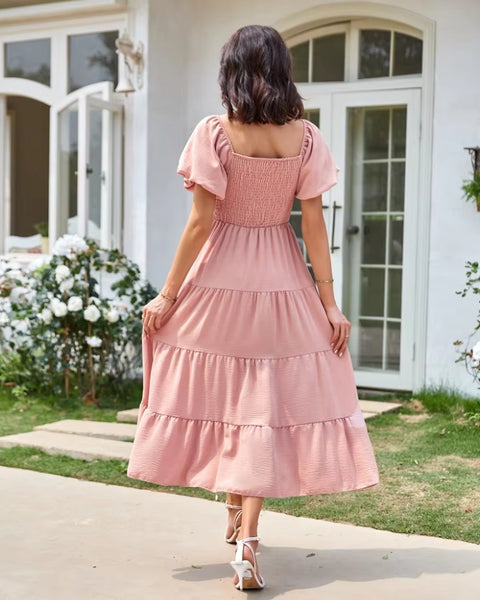 robe-longue-rose-poudre-boheme de dos