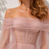 Robe longue rose poudré mariage