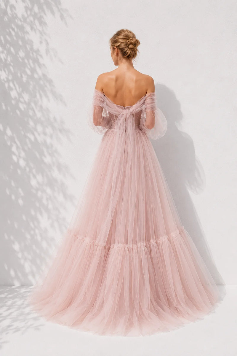 Robe longue rose poudré mariage
