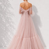 Robe longue rose poudré mariage